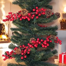Ayrex Yılbaşı Lüks Dekor Süsleri Lüks Kokina Garland 150cm Kokina Kozalaklı Berry Şerit Süsler Genel