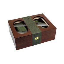 Lubinski Camlı Yılan Deri Ahşap Humidor Puro Kutusu Çakmak-kesici-kılıf Set