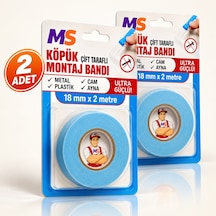 2 Adet Ultra Güçlü 18 Mm X 2 Metre Çift Taraflı Köpük Montaj Bandı Metal Plastik Cam Bantı Bantları