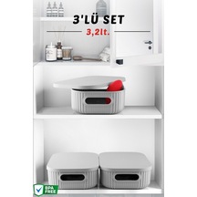 3'lü Set Çok Amaçlı Depolama Kutusu Antrasit 3,2lt