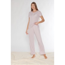 Alperi Kısa Kol Pijama Takımı Viskon 780-54 LILA