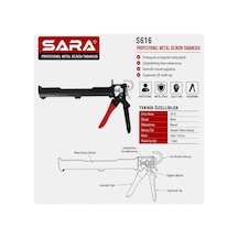 Sara S616 Profesyonel Metal Silikon Tabancası Standart Kartuş Uyumlu, Güçlendirilmiş Itme Mekanizması