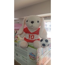 Oyuncak Peluş Kırmızı Beyaz Formalı Futbolcu Tavşan 45 Cm