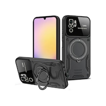 Newface Xiaomi Redmi Note 10s Kılıf Joy Lens Standlı Kapak - Siyah