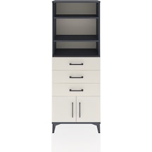 Arges Dolap 3 Raflı 3 Çekmeceli 2 Kapaklı 60x30x163 Antrasit-aytaşı Antrasit