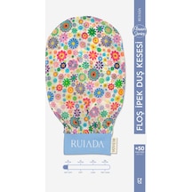Flowers Series 50 Factor %100 Floş Ipek Ince Banyo Duş Kesesi Peeling Eldiveni Blue