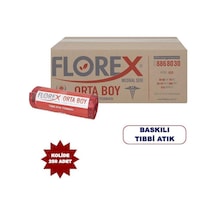 Florex Tıbbi Atık Baskılı Orta Çöp Torbası 55 x 60 CM 10 Rulo