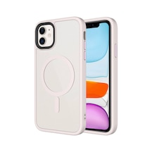 Zore İphone 11 Kılıf Mat Arka Yüzey Wireless Şarj Özellikli Ogaa Flet Magsafe Kapak - Pembe