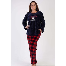 Vienetta Kadın Uzun Kol Büyük Beden Welsoft Lacivert Pijama Takımı 3c0t4n0o83 001