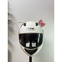 Motor & Motosiklet Pembe Fiyonklu Beyaz Kedi Kulak Kask Dış Aksesuarı Diğer