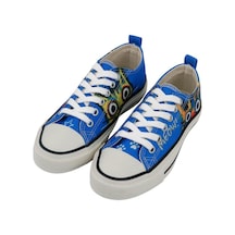 Kadın Vegan Mavi Sneakers - Meow Attack Tasarım Çok Renkli