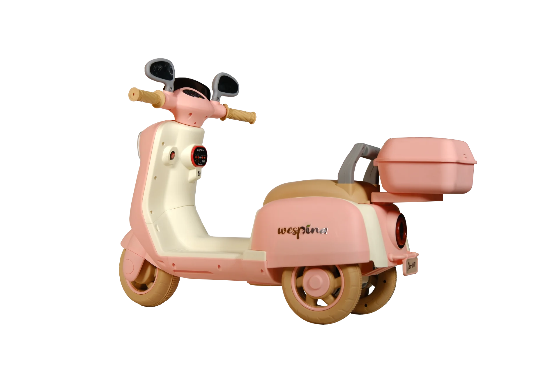 Wespina Akülü, 3 Tekerlekli, Uzaktan Kumandalı 50 Kilo Taşıma Kapasiteli Müzik Çalarlı, Bluetooth, Çocuk Motoru Pembe