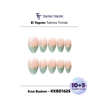 Kkbd1625 Kısa Badem 15'li Tekrar Kullanılabilir El Yapımı Protez Takma Tırnak Xs