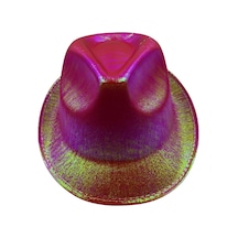 Pembe Hologramlı Lüks Fötr Şapka 22x17 Cm Diğer