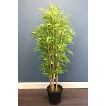 Yapay Lüx Oval 7 Gövdeli Ahşap Saksılı Bambu Ağacı