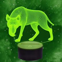 Goldenqian 3d Kurt Gece Lambası Led Lamba Illusion 7 Renk Değiştirme Dokunmatik Anahtarı Masa Masa Dekorasyon Lambaları Doğum Günü Hediyesi Akrilik Taban Usb Kablosu Oyuncak 0xh0ce Siyah