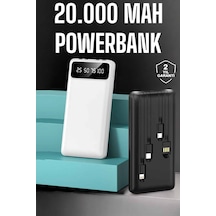 Powerbank 20.000 Mah Dijital Göstergeli Lcd Ekran Uzun Pil Ömrü - Lisinya Beyaz