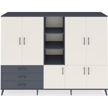 Hyperion Dolap 11 Raflı 3 Çekmeceli 7 Kapaklı 220x44x163 Antrasit Antrasit-aytaşı/antrasit