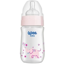 Wee Baby Klasik Plus Geniş Ağızlı Isıya Dayanıklı Cam Biberon 180 ml -Pembe