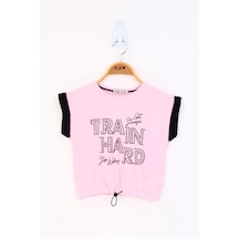 Toontoy Kids Toontoy Kız Çocuk Baskılı Taş İşlemeli Tişört Pembe