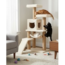Reyo Pet S-9 Kedi Tırmalama Kulesi Platformlu 124 Cm Beyaz