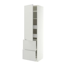 Mutfak Boy Dolabı , Aspudden Açık Gri, 60x60x220 Cm, 1 Kapaklı, 4 Çekmeceli,2 Raflı Ve 2 Ön Panelli