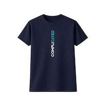 Complicated Baskılı Oversize Unisex Tişört %100 Pamuk Yazlık Street Style Unisex T-shirt Lacivert