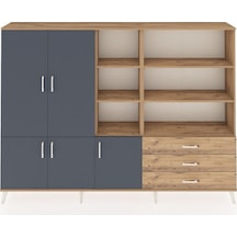 Arges Dolap 11 Raflı 3 Çekmeceli 5 Kapaklı 220x30x163 Çam-antrasit/çam Antrasıt/atlas Çam - Atlas Çam