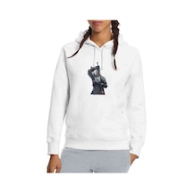 The Witcher Phone Baskılı Beyaz Kadın Kapşonlu Sweatshirt