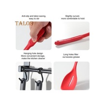 Siyah 2 Adet/takım Büyük Silikon Aşçılık Kaşık Spatula Seti Yapışmaz Oluklu Katı Kaşık Seti Asılı Delik Tasarımı Isıya Dayanıklı Kaşık Mutfak Eşyaları