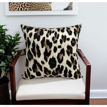 Asdiva Leopar Desen Çift Taraflı Dijital Baskılı Dekoratif Kırlent Kılıfı 45x45 Diğer