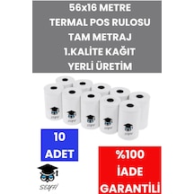56x16 Metre Termal Pos Rulosu Tam Metraj 1.kalite Kağıt Yerli Üretim 10 Adet