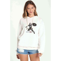 God Of War The Force Baskılı Beyaz Kadın Kapşonlu Sweatshirt