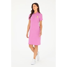 U.S. Polo Assn. Kadın Pembe Polo Yaka Mini Boy Örme Elbise 50280064-VR037