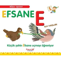 Efsane E İle Başlar-Küçük Şahin Efsane Uçmayı Öğreniyor-Alfabe Öyküleri - Francesca Chiapponi - Yumurcak Yayınları