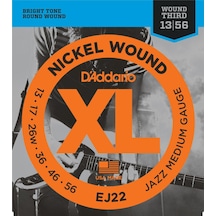 D'addario Ej22 Nickel Wound Elektro Gitar Tel Seti - 13-56 Jazz Medium Profesyonel Kalın Ölçü, Maksimum Rezonans, Güçlü Orta Frekanslar Ve Sert Tansiyon