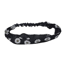 Lastikli Paraşüt Bandana Siyah Papatya Desenli Siyah