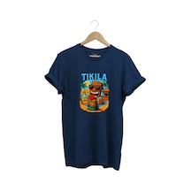 Summer Yazlık Tekila Yazı Baskılı %100 Pamuk Regular Fit Premium Lacivert T-shirt Lacivert