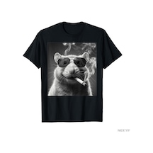 Flood Of Style Komik Sıçan Sigara İçen Fotoğraf Kabini Meme T-shirt Erkekler Kadınlar Için % 100% Pamuk T Sh Siyah