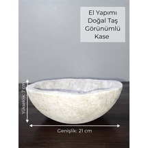 El Oyması Doğal Taş Görünümlü Dekoratif Kase Seti - 4 Adet Sunum Ve Mutfak Kasesi