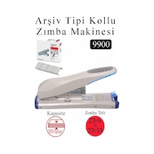 Büyük Boy Zımba Makinesi 1 Adet Temat 9900 Arşiv Tipi Zımba Makinası 100 Yaprak Kapasiteli Zımba Teli Kollu Zımba