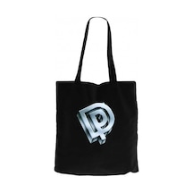 Deep Purple Logo Siyah Fermuarlı Bez Çanta Gabardin