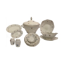 KİNG Çekoslavak Çiçek Desen Krem El Yapımı 12 Kişilik Yemek Takım