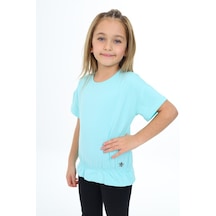 Toontoy Kids Toontoy Kız Çocuk Bisiklet Yaka Kısa Kollu Lastikli Tişört Mint Yeşili
