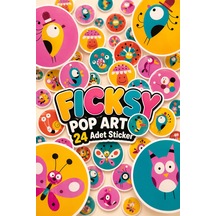 Sevimli Pop Art Stili Sticker Seti - 24 Adet Yuvarlak Etiket Çıkartma Diğer