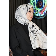 Mermer Desen Bej Soft Pamuk Şal Çok Renkli 48 Açik Gri