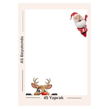 Noel Baba Ve Geyik Desenli A5 Not Defteri 45 Yaprak Çok Renkli