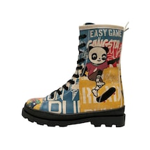 Kadın Vegan Deri Çok Renkli Fermuarlı Uzun Bot - Skaters Tasarım Multicolor