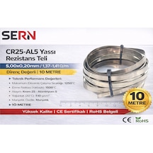 Sern Cr25-al5 Yassı Rezistans Teli 5,00x0,20mm 1,37 1,41 Ω/m Direnç Değerli Paket: 10 Metre