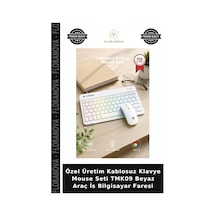 Özel Üretim Kablosuz Klavye Mouse Seti Tmk09 Beyaz Araç İs Bilgisayar Faresi Diğer